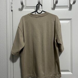 Uniqlo U Airism T Shirt Men’s Light Brown Tan Striped Tee
